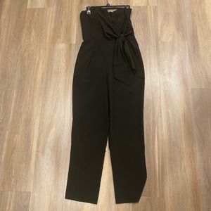 Strapless Wrap Tie Black Jumpsuit